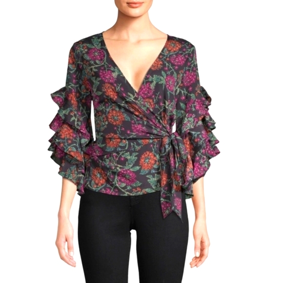 💥SALE💥HP🎉 Likely Night Garden Wren Wrap Top - Picture 2 of 8